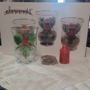 Element Red and Green Floral Candle Holders